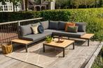 Exotan Woood Loungeset Teak (incl kussens) – antraciet, Ophalen, Aluminium, Loungeset